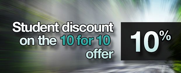 Student discount on the 10 for 10 offer - 10%